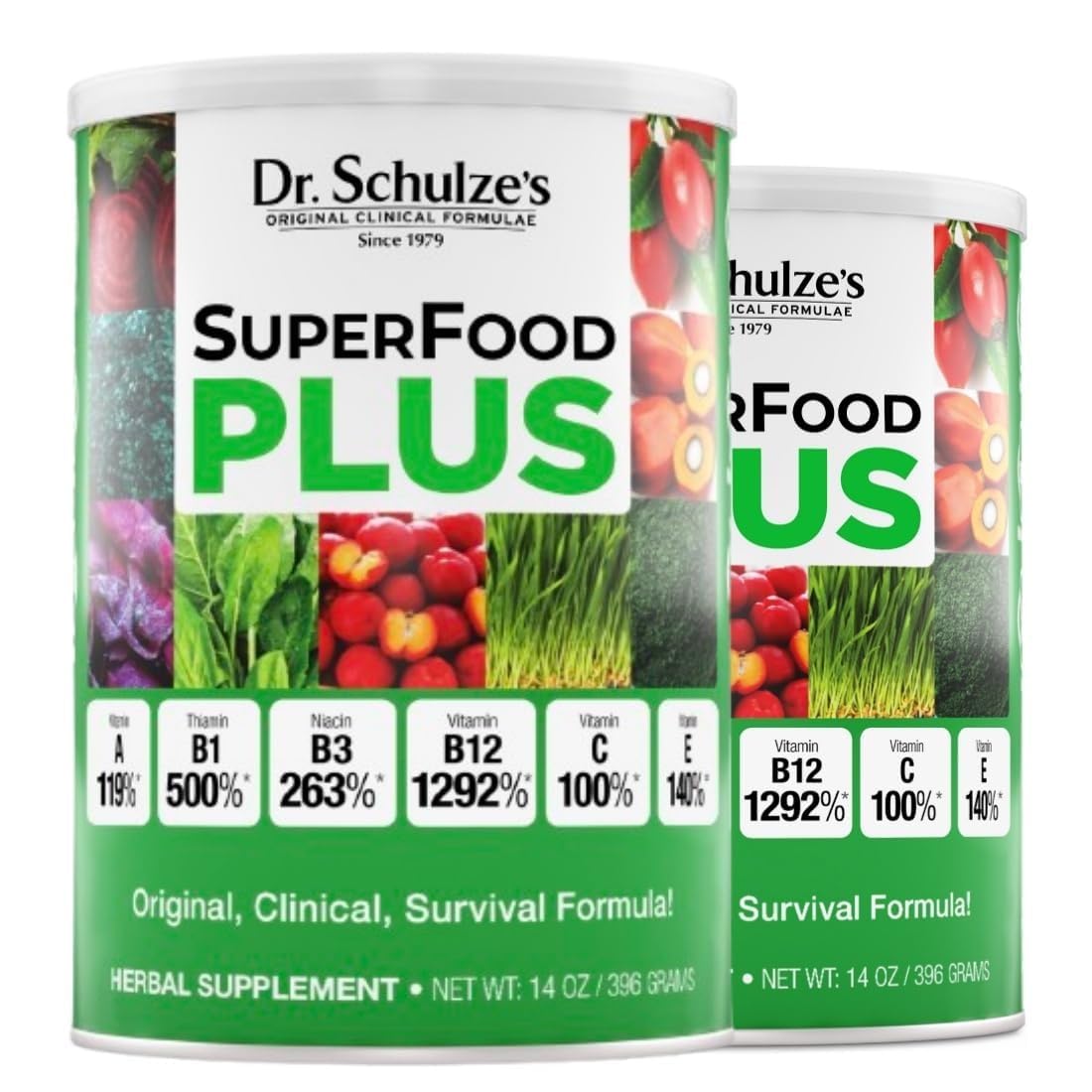 Dr. Schulze's SuperFood Plus 1352g vue de face avec étiquette