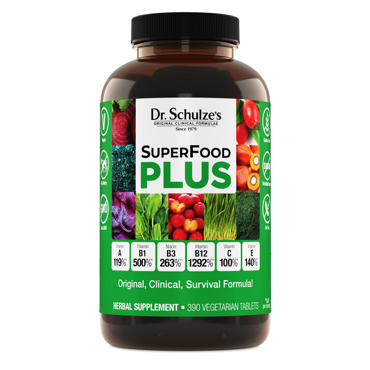 Dr. Schulze's SuperFood Plus 390 tablettes, vue avant