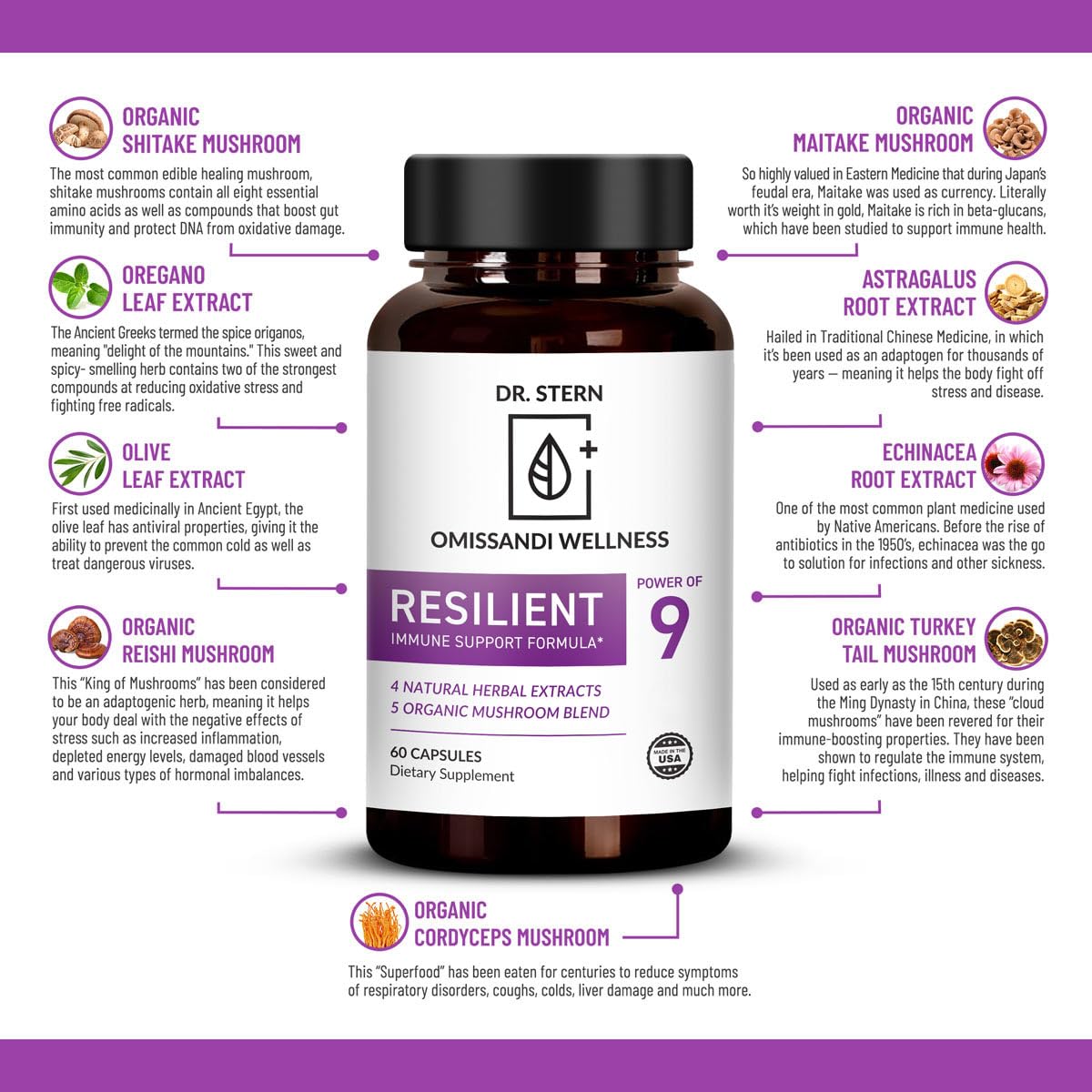 Dr. Stern Resilient 60 capsules avec un verre d'eau