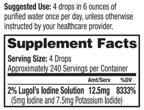 Dr. Tennant's Iode Lugol 2% Liquide gouttes avec étiquette