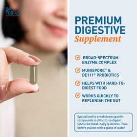 Dr. Tobias Compléments Alimentaires Enzymes capsules sur une table