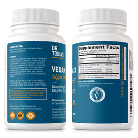 Dr. Tobias Huile d'Algue Végétale Omega 3 - capsules dans la main