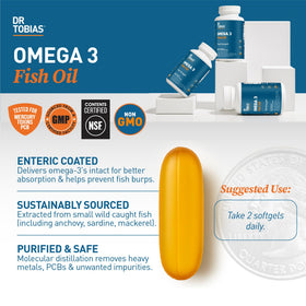 Dr. Tobias Huile de Poisson Omega 3 2000mg gélules molles avec dose
