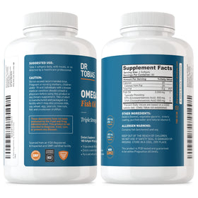 Dr. Tobias Huile de Poisson Omega 3 gélules sur fond blanc