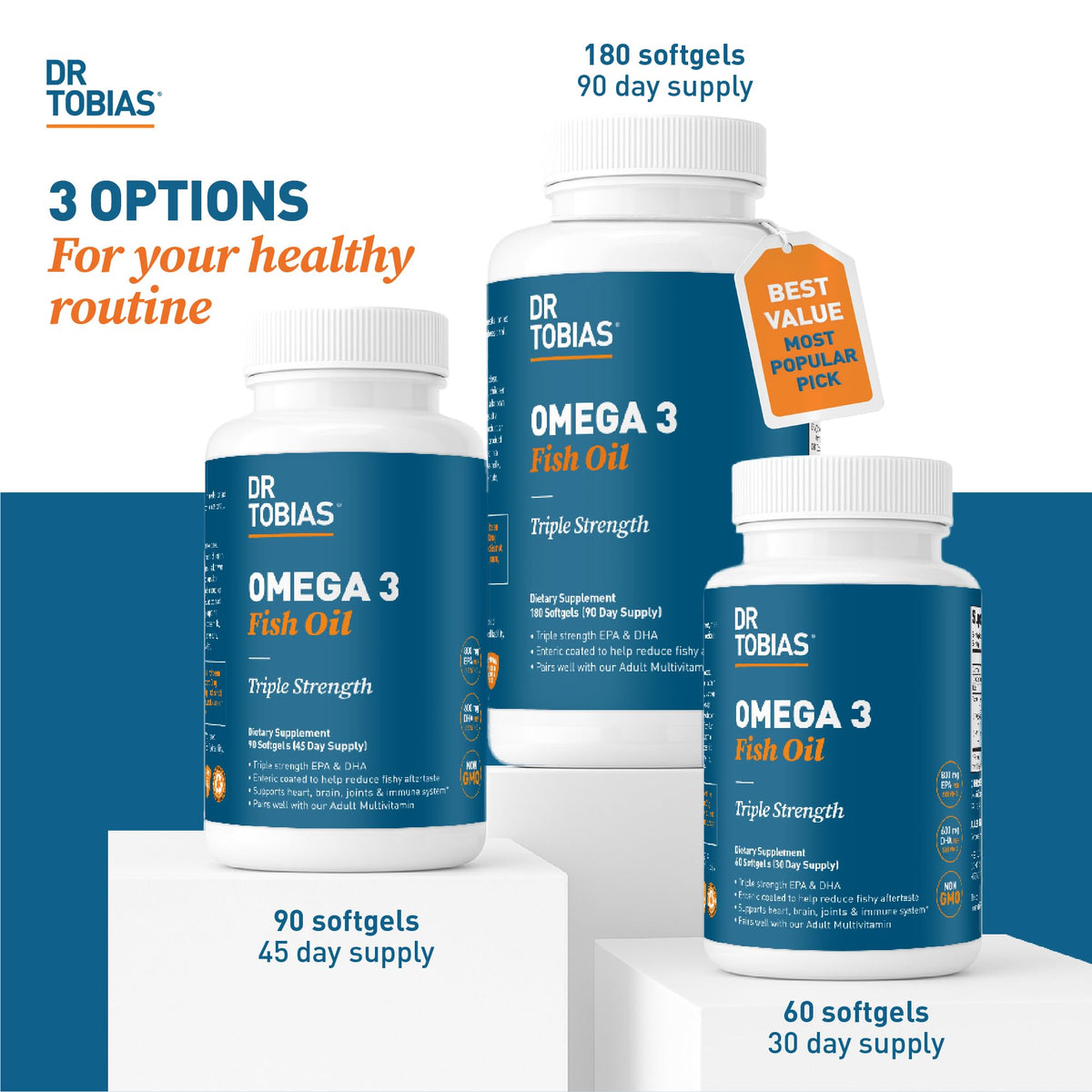 Dr. Tobias Huile de Poisson Omega 3 packaging avec ingrédients
