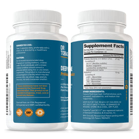 Dr. Tobias Probiotique + Prébiotique capsules sur un fond neutre