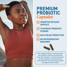 Dr. Tobias Probiotiques 30 Milliards CFU 60 Capsules - capsules en gros plan