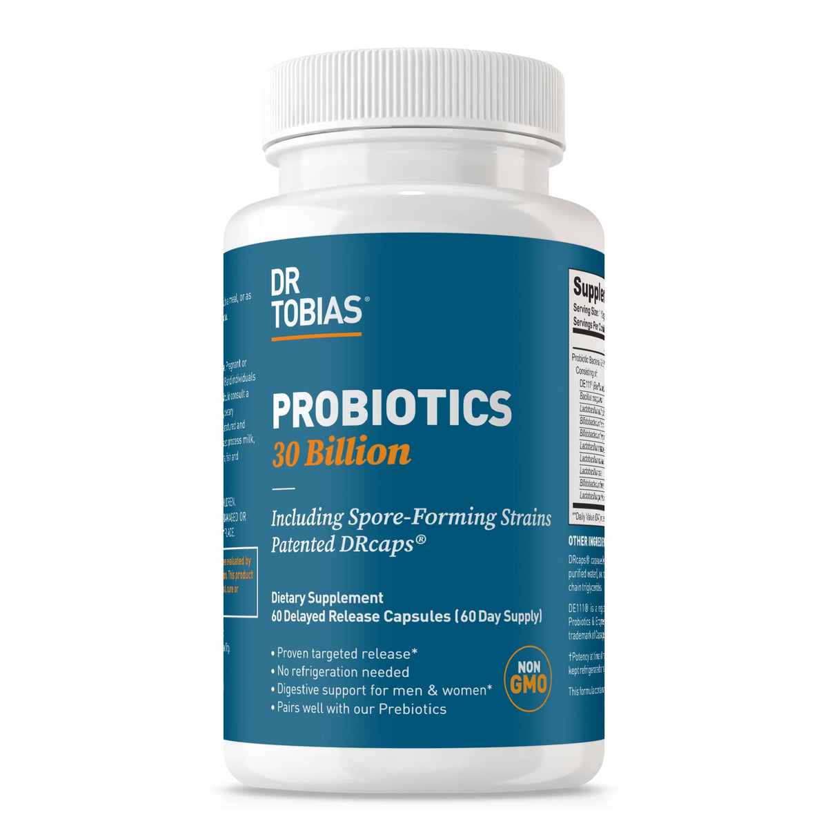 Dr. Tobias Probiotiques 30 Milliards CFU 60 Capsules - vue avant