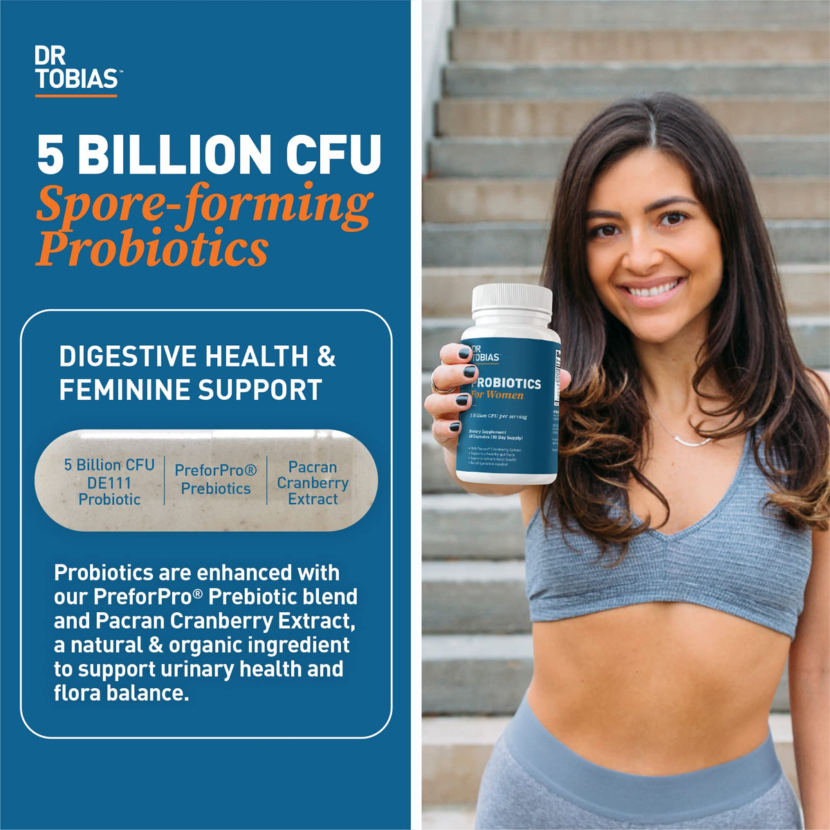 Dr. Tobias Probiotiques Femmes 60 Capsules côté