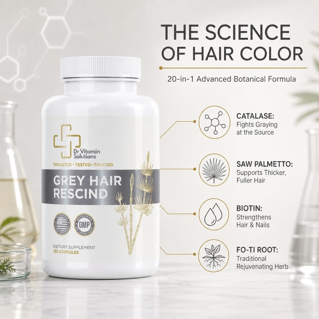 DR VITAMIN SOLUTIONS Anti Cheveux Gris prise de capsules avec un verre d'eau