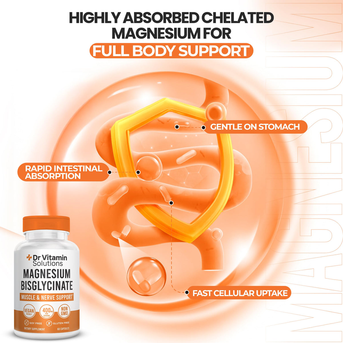 DR VITAMIN SOLUTIONS Magnésium Glycinate 400mg avec dosage suggéré