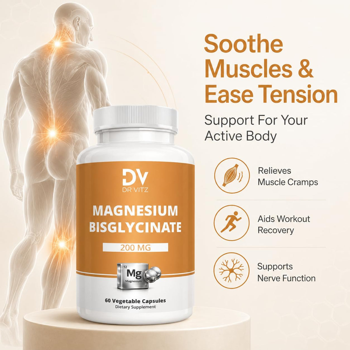 Dr Vitz Magnésium Bisglycinate 200mg gélules végétales ouvertes