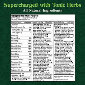 Dragon Herbs Tonic Alchemy Poudre de Super-aliments 358g avec ingrédients visibles