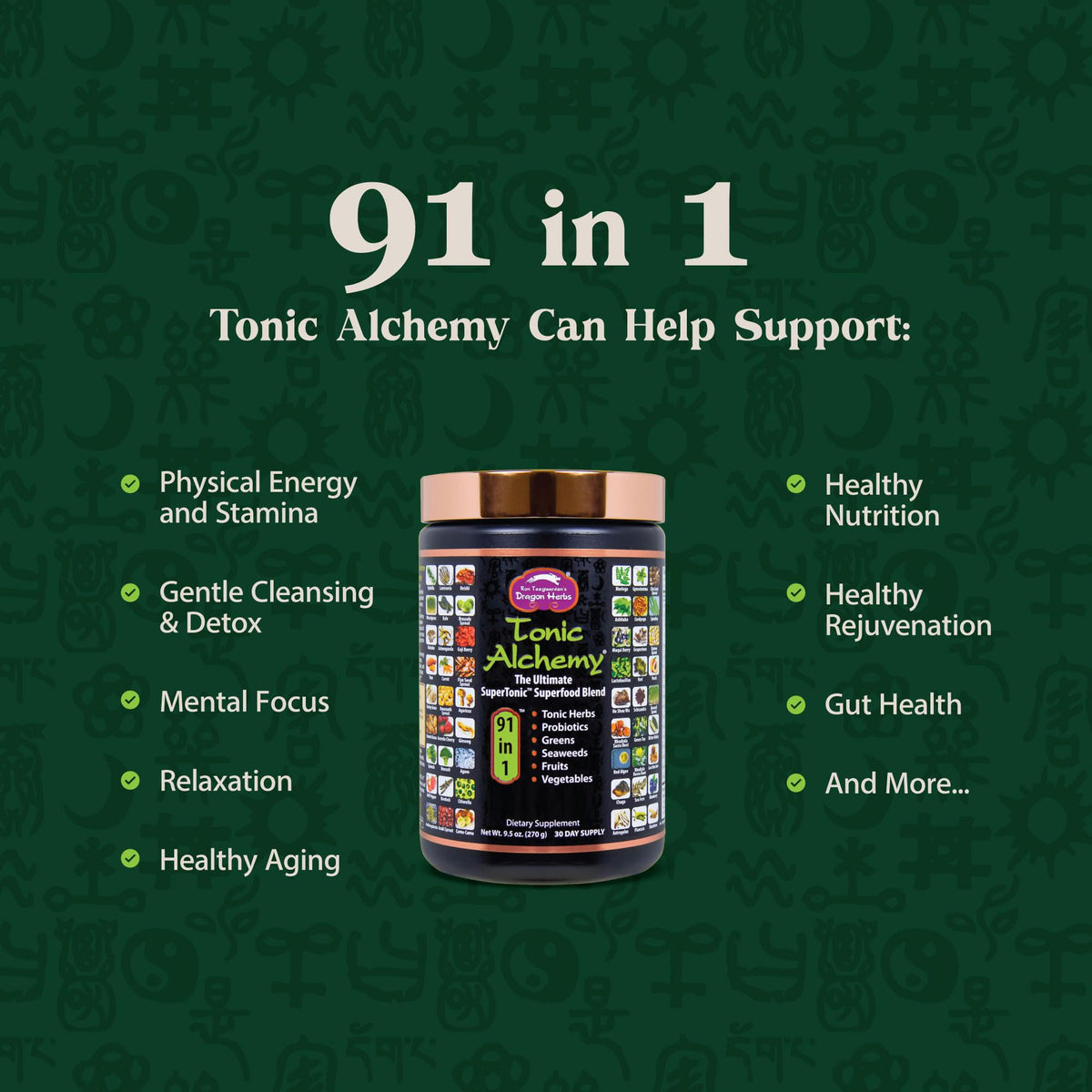 Dragon Herbs Tonic Alchemy Poudre de Super-aliments 358g en préparation de smoothie