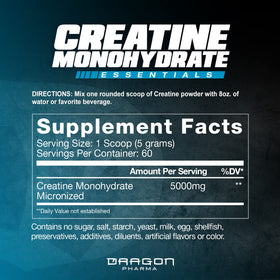 DRAGON PHARMA Créatine Monohydrate étiquette et informations
