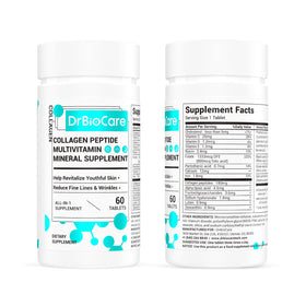 DrBioCare Collagène 60 Tablettes et verre d'eau