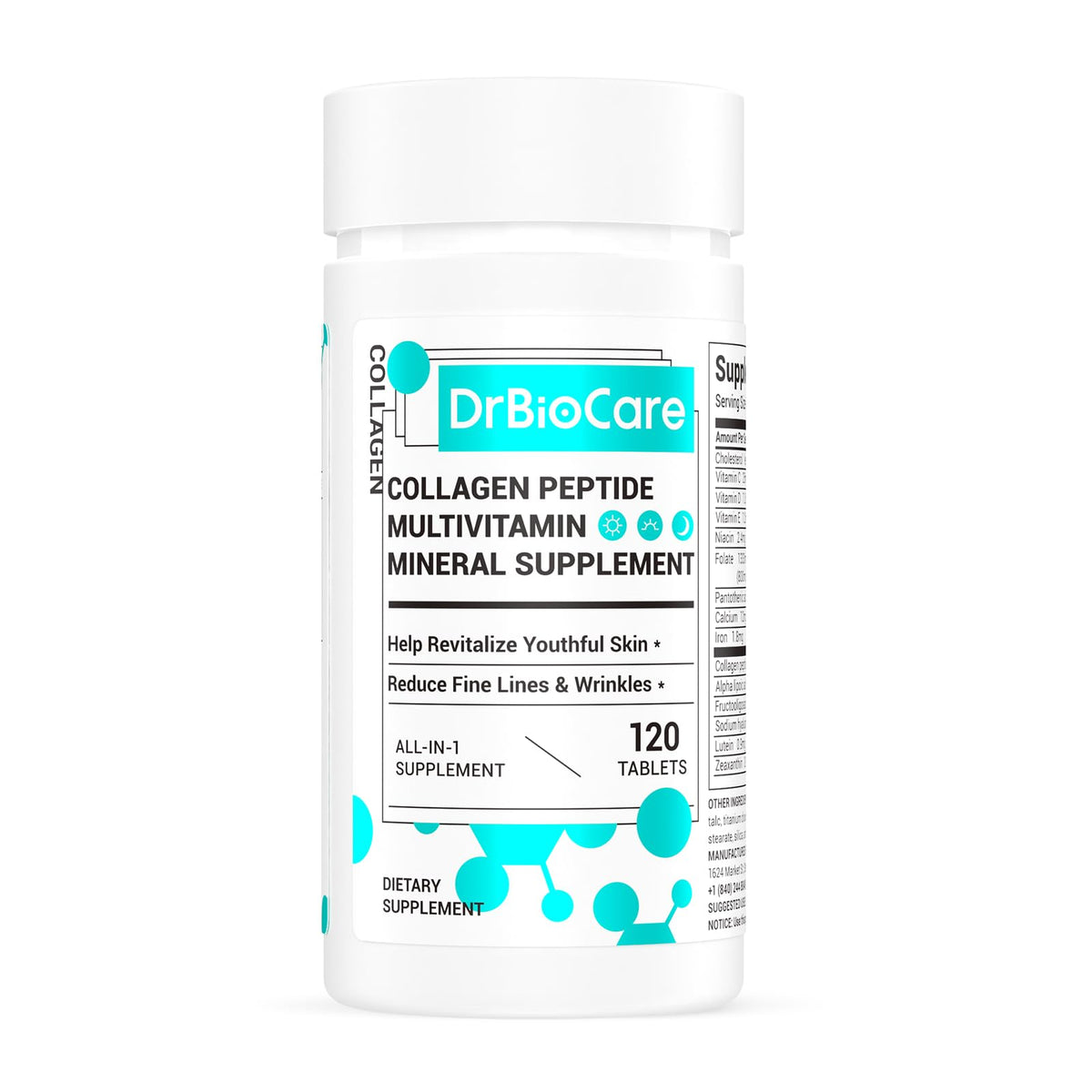 DrBioCare Collagène Peptides 120 comprimés côté avant