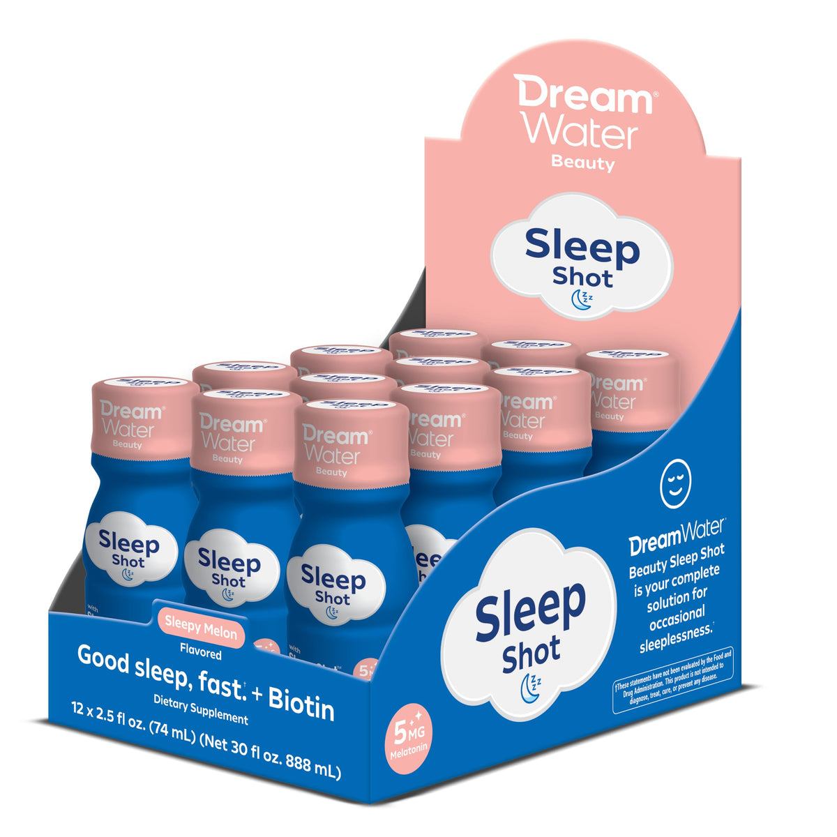 Dream Water Complément Sommeil Beauté shot liquide avant et arrière