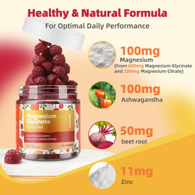 DREAVIO Gummies de Magnésium Glycinate 600mg, dosage de deux gummies