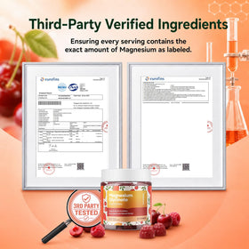 DREAVIO Gummies de Magnésium Glycinate 600mg, étiquette avec ingrédients
