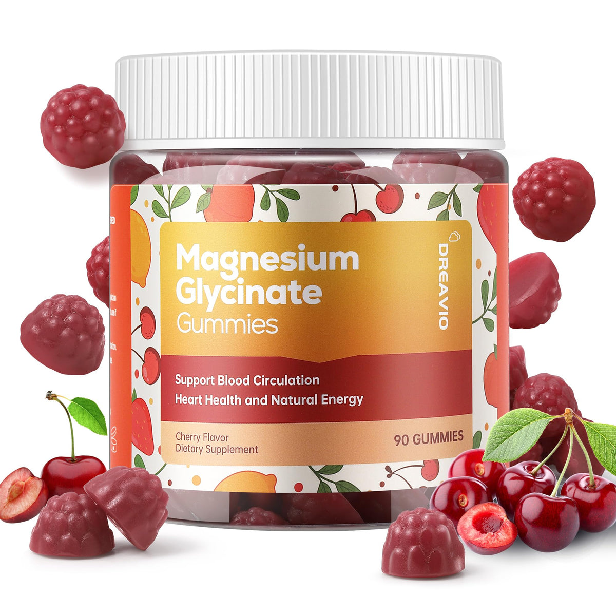 DREAVIO Gummies de Magnésium Glycinate 600mg, vue avant de la bouteille