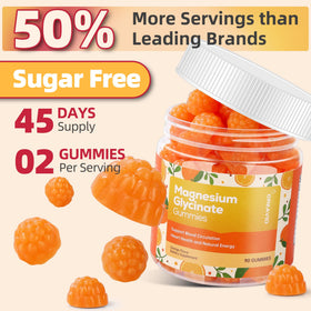 DREAVIO Gummies de Magnésium Glycinate, pot ouvert avec gummies