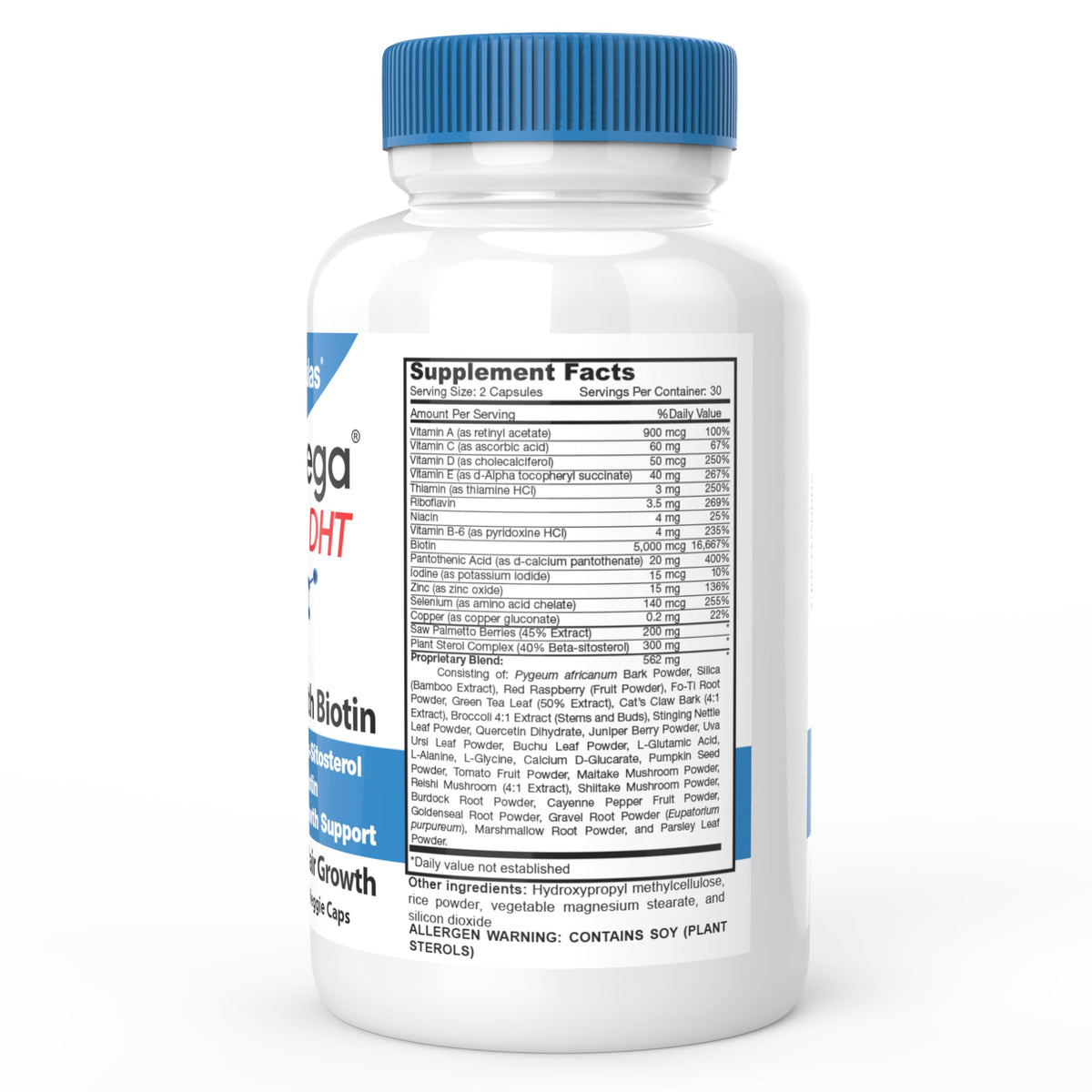 DrFormulas HairOmega DHT Blocker 5000 mcg Biotine bottle with label