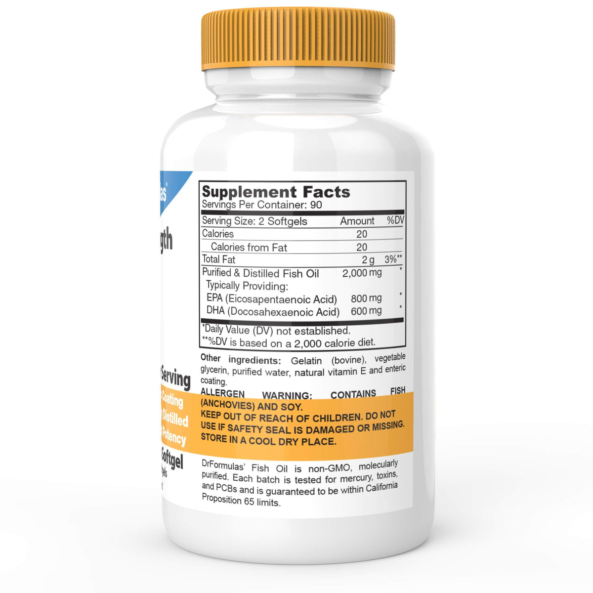 DrFormulas Omega 3 Huile de Poisson 2000mg gélules arrière