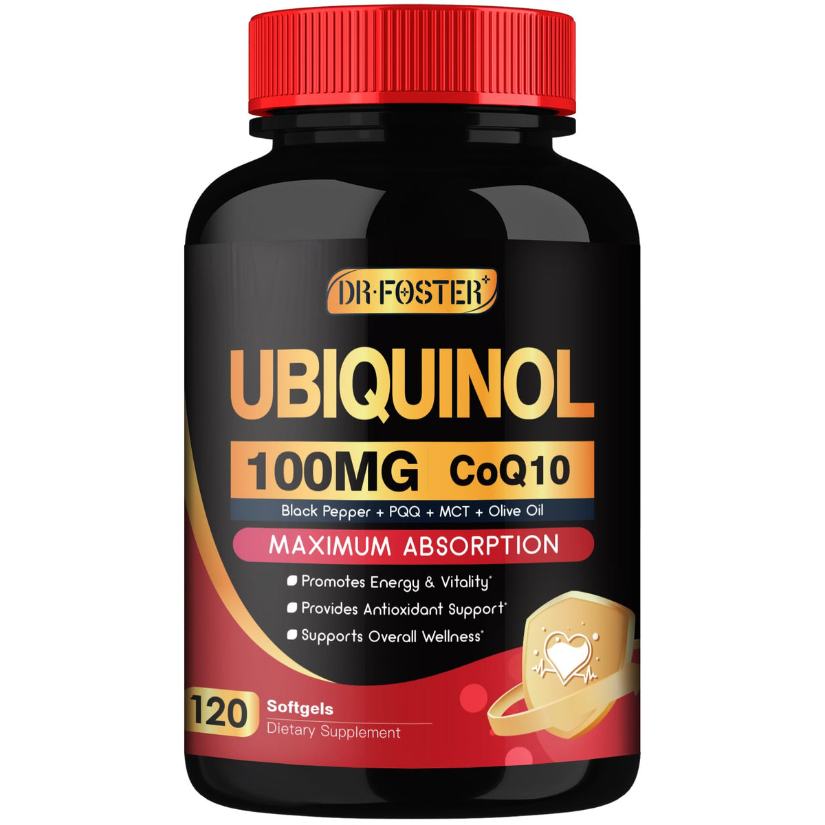 DRFOSTER CoQ10 Ubiquinol 100mg complément alimentaire, vue de face