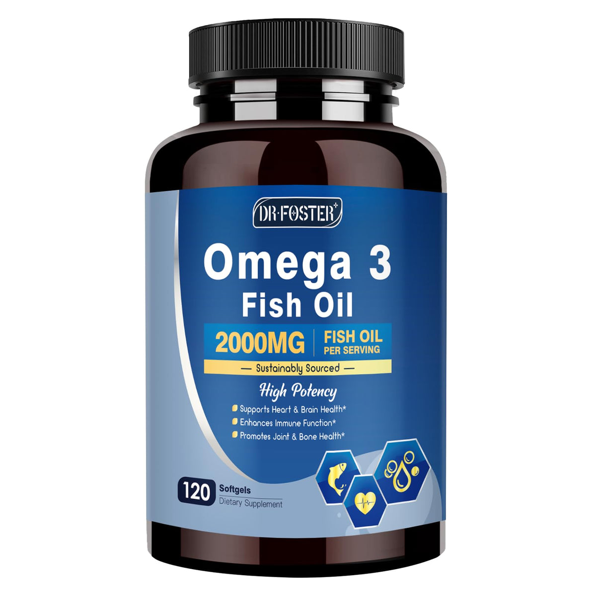 DRFOSTER Huile de Poisson Omega-3 2000mg 120 gélules vue de face