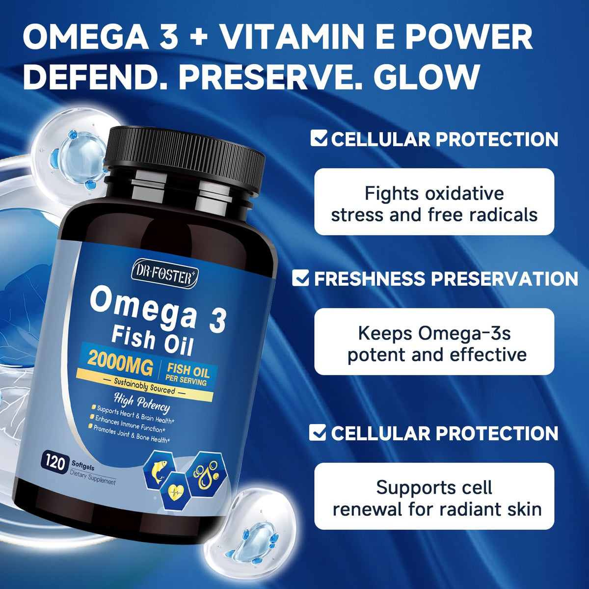 DRFOSTER Huile de Poisson Omega-3 2000mg gélules avec des ingrédients