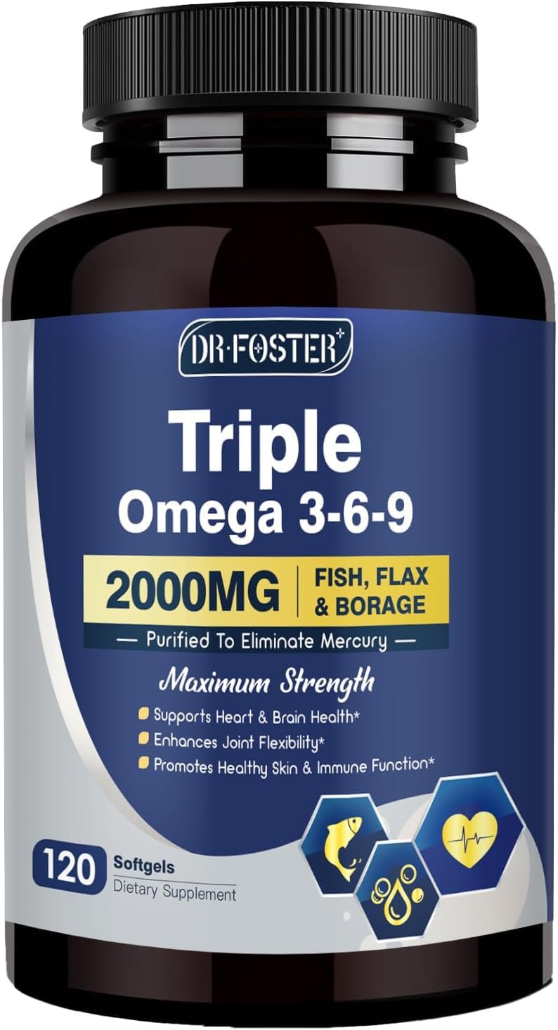 DRFOSTER Huile de Poisson Omega 3-6-9 2000mg gélules frontales
