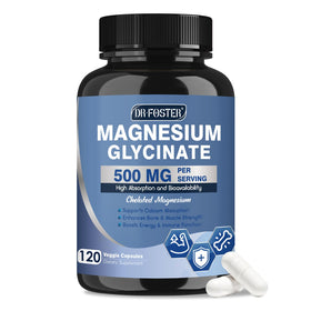 DRFOSTER Magnésium Glycinate 500mg avec Zinc - Flacon de 120 capsules végétales