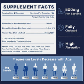 DRFOSTER Magnésium Glycinate 500mg - Capsules végétales à l'intérieur du flacon