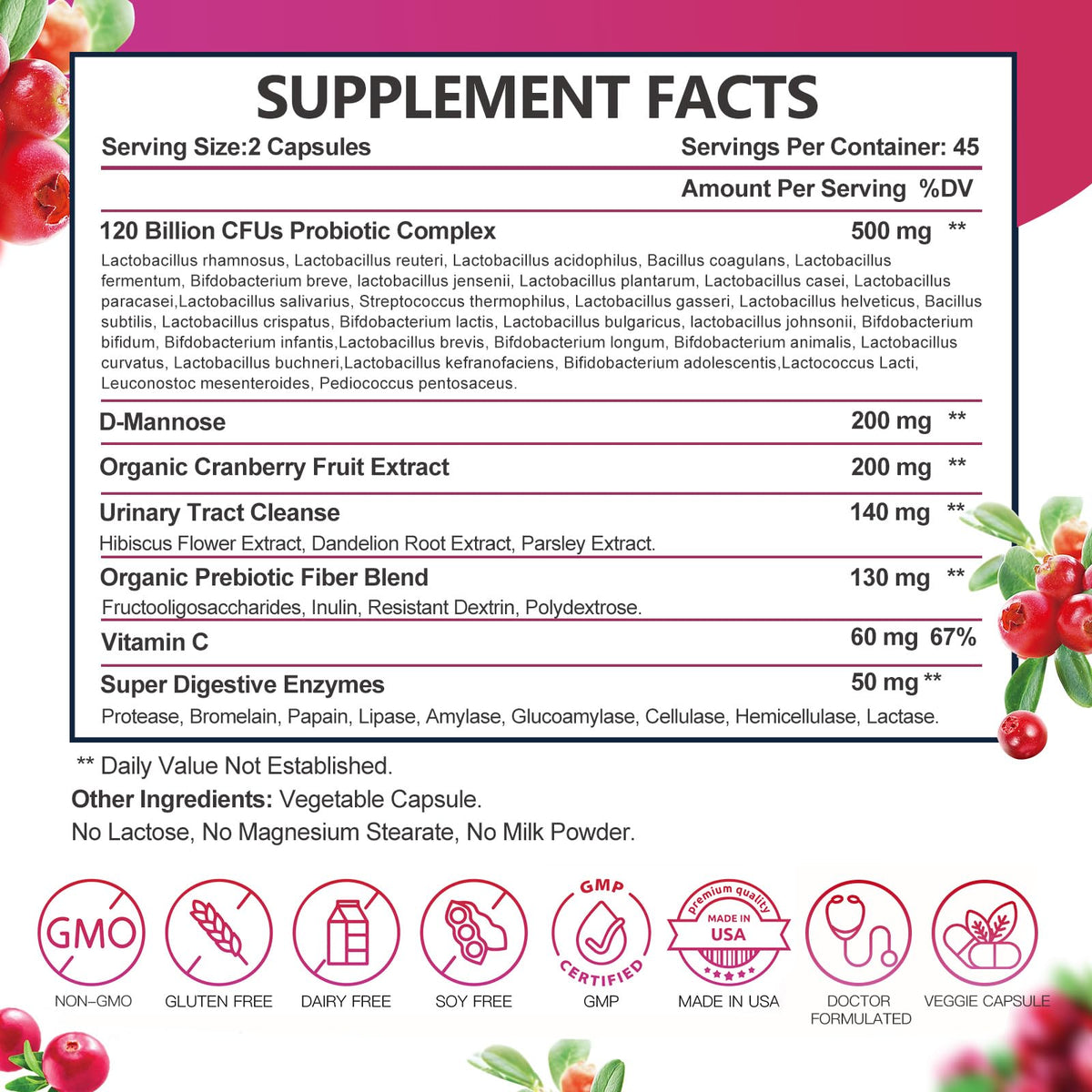 DRFOSTER Probiotique Femme étiquette produit