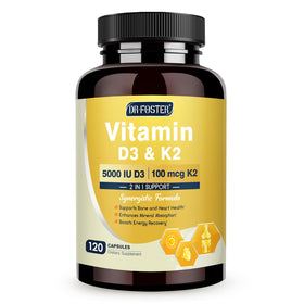 DRFOSTER Vitamine D3 K2 5000 UI 120 capsules végétales vue de face