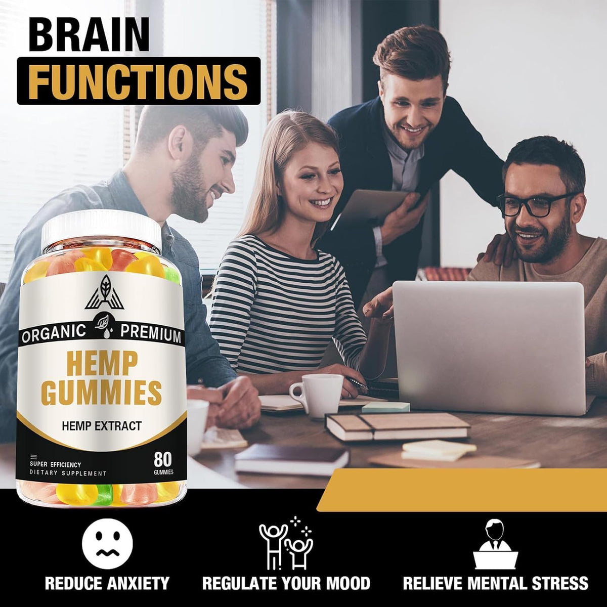 DriRaych gummies au chanvre avec un bol de bonbons