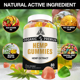 DriRaych gummies au chanvre montrant le contenu des bonbons
