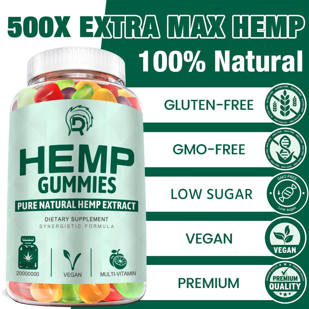 Drloton Gummies au Chanvre avec plusieurs bonbons sur une table