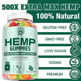 Drloton Gummies au Chanvre avec plusieurs bonbons sur une table