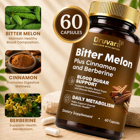 Druvara Capsules de Melon Amer, avec un verre d'eau