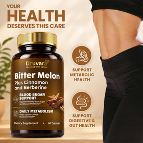 Druvara Capsules de Melon Amer, présentation sur un fond blanc
