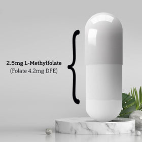 DSO L Methylfolate 2,5 mg capsules sur une surface en bois