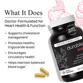 Durable Coeur 1000 mg, bouteille montrant capsules souples