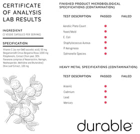Durable Coeur 1000 mg, bouteille sur fond de nature