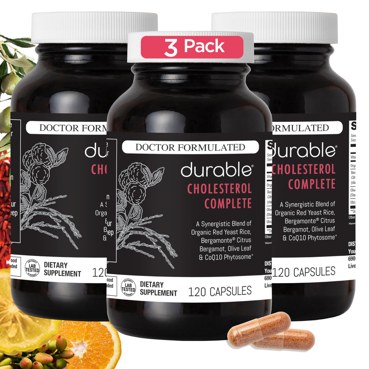 Durable Complément Alimentaire Riz Rouge 1 600 mg - vue de face