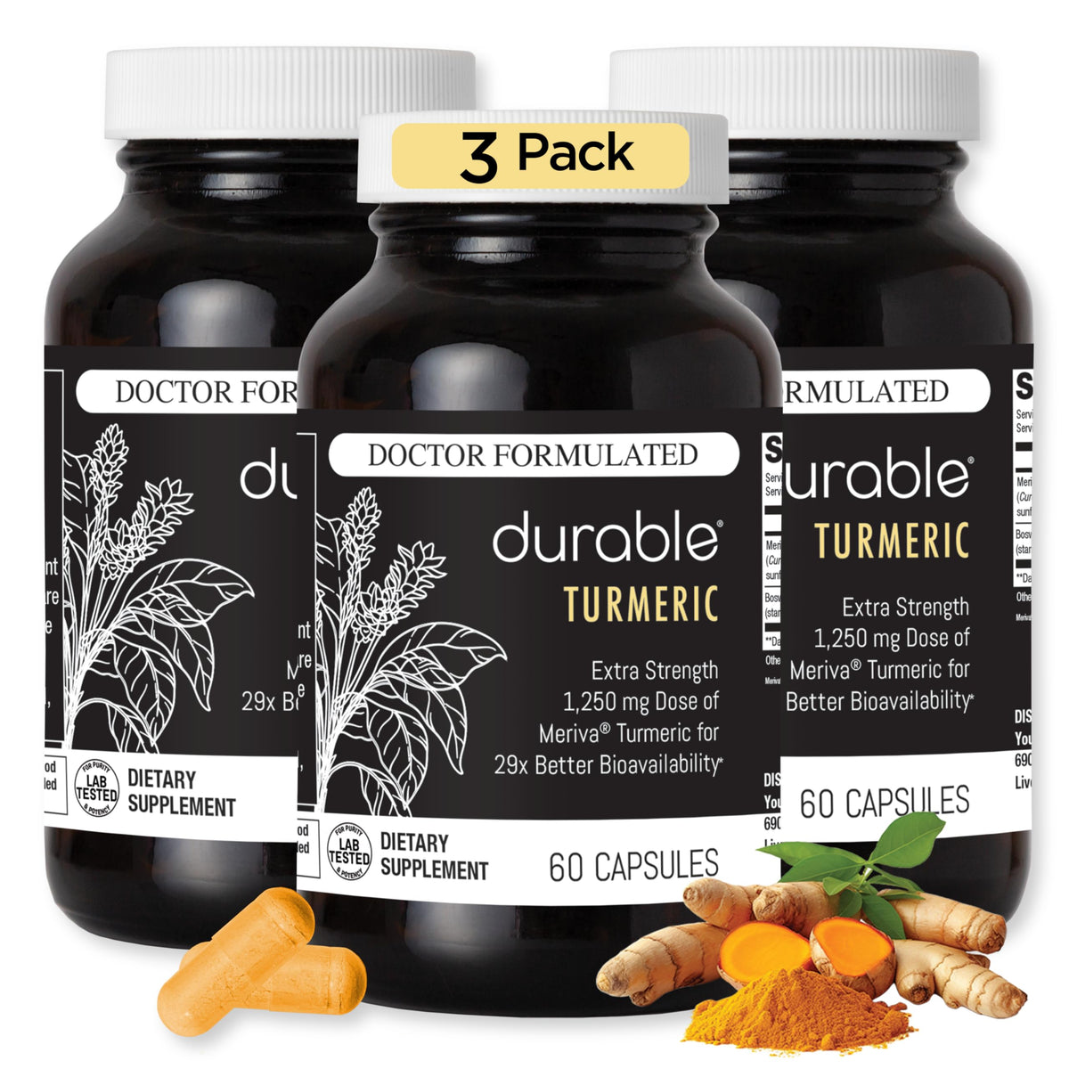 Durable Curcuma Meriva 1250 mg 180 capsules vue de face