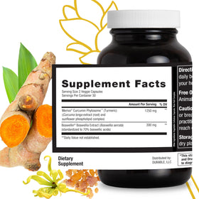 Durable Curcuma Meriva 1250 mg capsules avec un verre d'eau