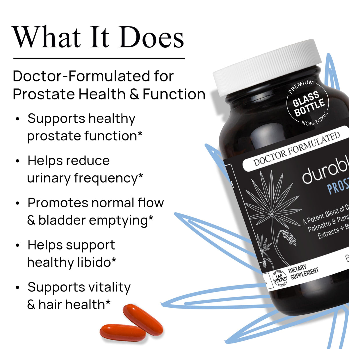 Durable Prostate 300 mg gélule molle montrant la texture
