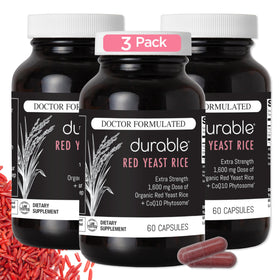 Durable Riz Rouge 1 600 mg avec CoQ10, boîte vue de face